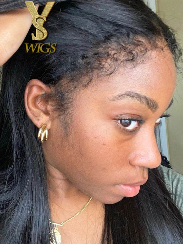 Type 4C Hair Line Undetectable HD Lace Front Wig Kinky Straight With Pre-plucked 4C Natural Hairline NEW01