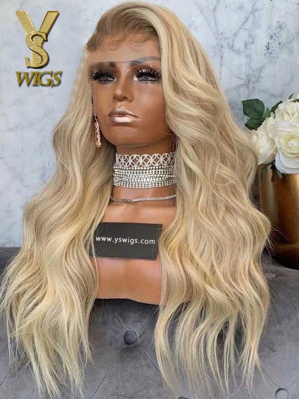 YSwigs Dark Root Ombre #613 Blonde Lace Front Virgin Human Hair Wigs Body Wave Wig in Stock YS727