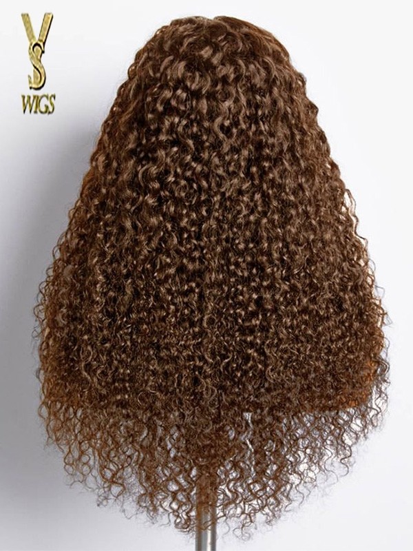 Long Kinky Curly HD Full Lace Human Hair Wigs beautiful color 4#, YS917