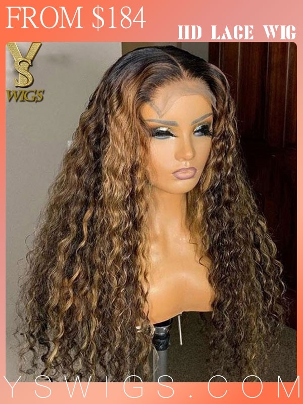 YSwigs High Ponytail Brazilian Human Hair Undetectable Dream HD lace 200% Density Curly 360 Lace Wigs Pre-Plucked For Black Women QJF001
