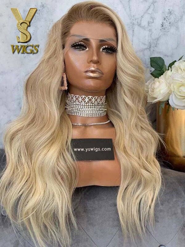 YSwigs Dark Root Ombre #613 Blonde Lace Front Virgin Human Hair Wigs Body Wave Wig in Stock YS727