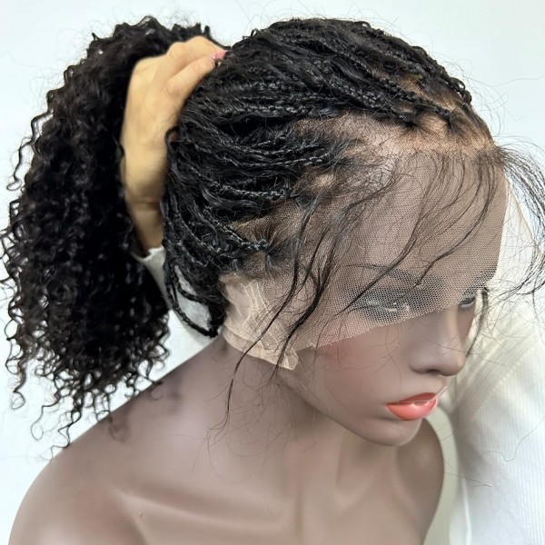 Braids Wig Triangle Knotless Braided Wigs for Women Curls Wig Braided full lace Wigs Braided Wigs 24" Black,YS11
