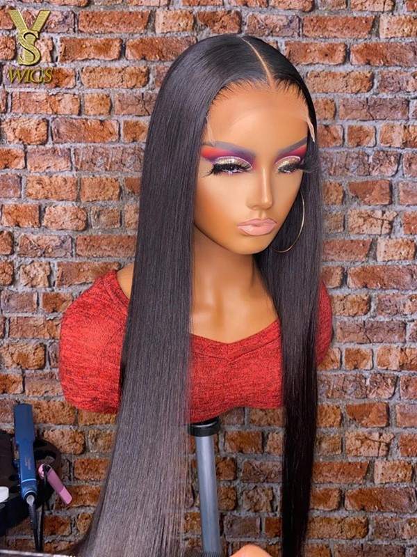 26 Inch Silky Straight Lace Front Wig 13x6 Transparent Lace 180% Density Glueless Wigs Pre Plucked with Baby Hair