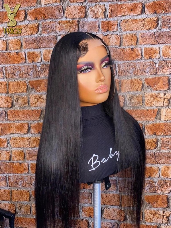 26 Inch Silky Straight Lace Front Wig 13x6 Transparent Lace 180% Density Glueless Wigs Pre Plucked with Baby Hair,YS809