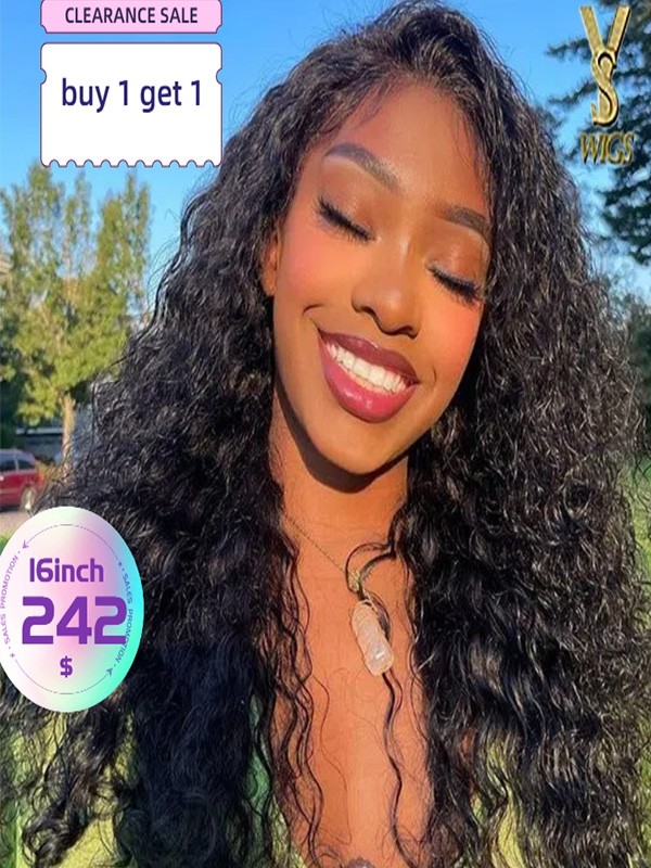 Buy 1 send 1 free water wave wigs  16inch 150% only 242$ bleached knots wigs,YS480