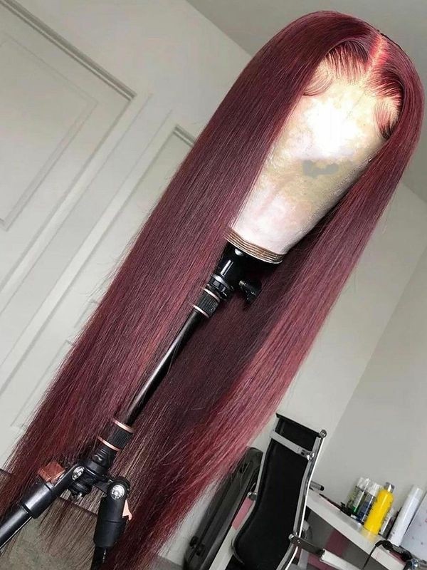 YSwigs Straight 13x6 HD Undetectable Lace 99j Color Human Hair Lace Front Wig BT-7