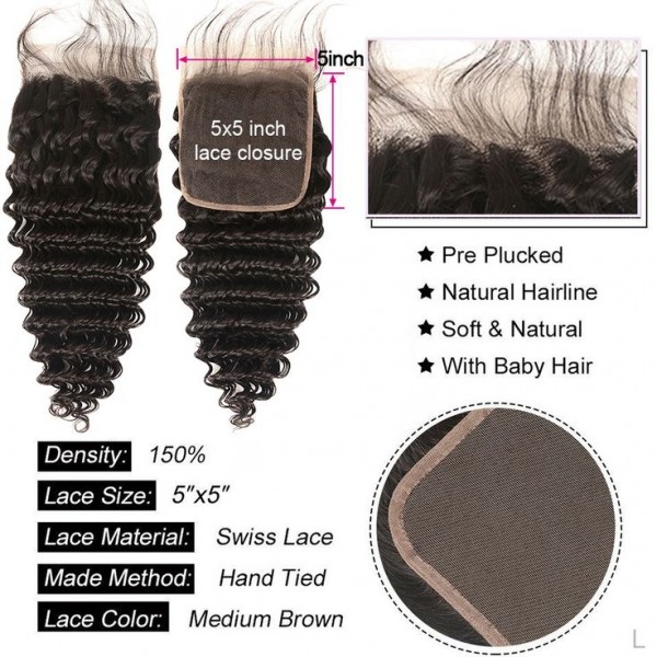 YSwigs 13×6 HD Lace Deep Curly 3 Bundles with 1 frontal  , CLS-2