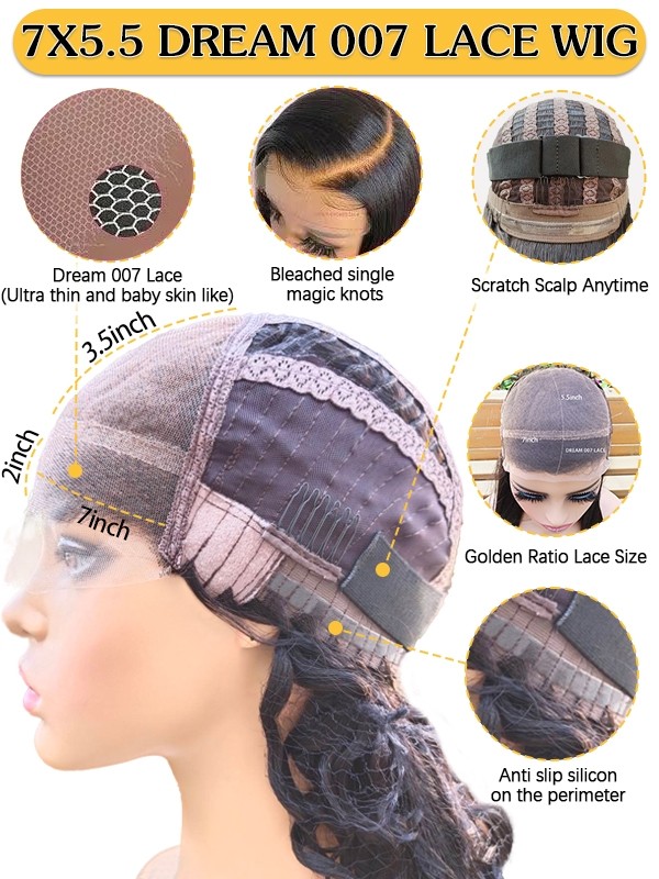 man hair Lace Front Wig Dream 007 Lace Silky Straight Pre Plucked 7×5.5 Lace Frontal Wigs, YS915