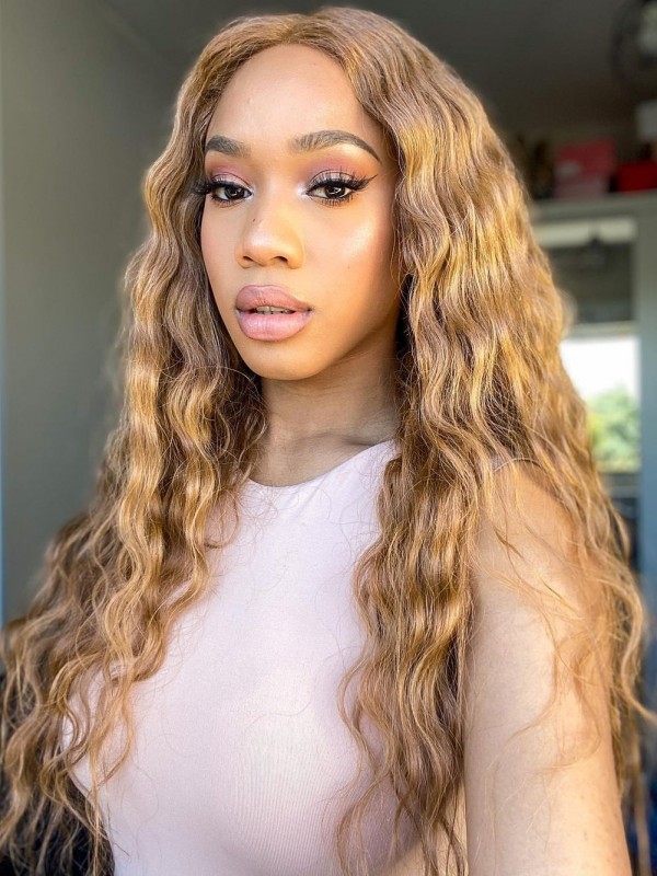 YSwigs Ombre Brown Color Pre Plucked Human Hair Lace Front Wig with Baby Hair GX006