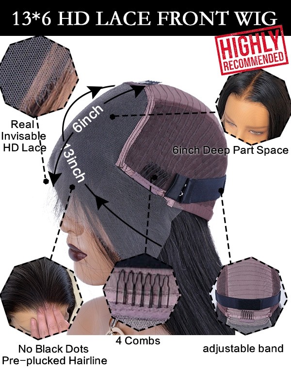 YSwigs Undetectable HD Lace Silky Straight Virgin Brazilian Human Hair Wig CLS-6