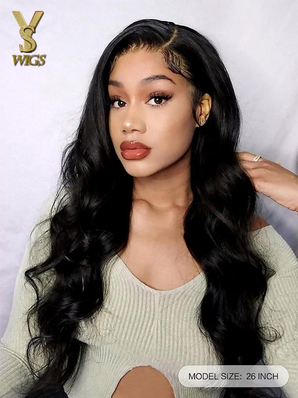 13x4 Body Wave Lace Front Wigs Human Hair Pre Plucked With Baby Hair 180% Density Glueless Brazilian Virgin Human Hair Wigs For Black Women HD Transparent Lace Front Wigs With Natural Black