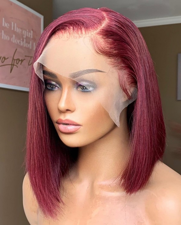 YSwigs Bob Brazilian Human Virgin Hair Swiss Lace Glueless C-part Lace Front Wigs WW05 