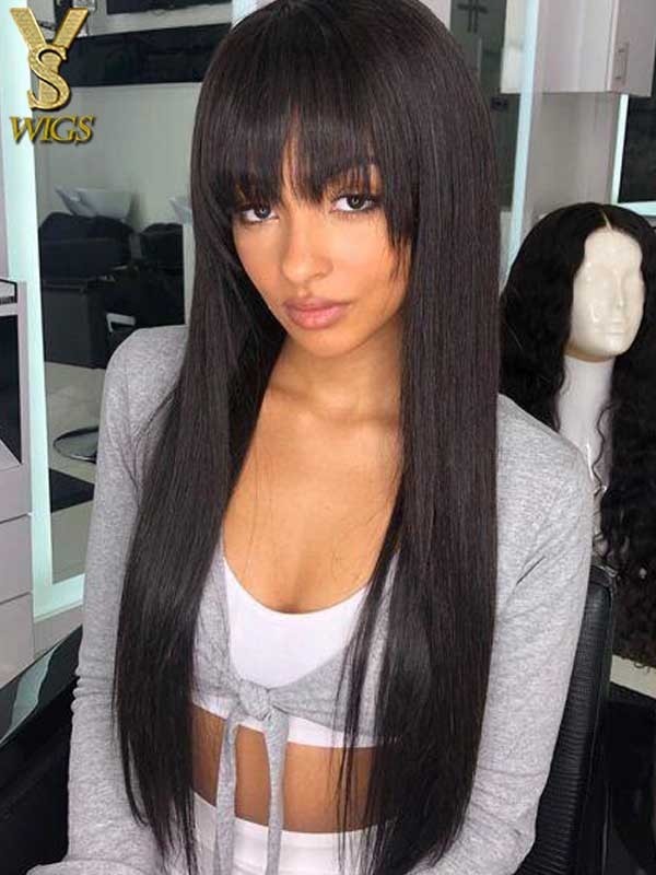 Long Black Silky Straight Virgin Brazilian Human Hair Wig 13x6 HD wigs for summer, YS608