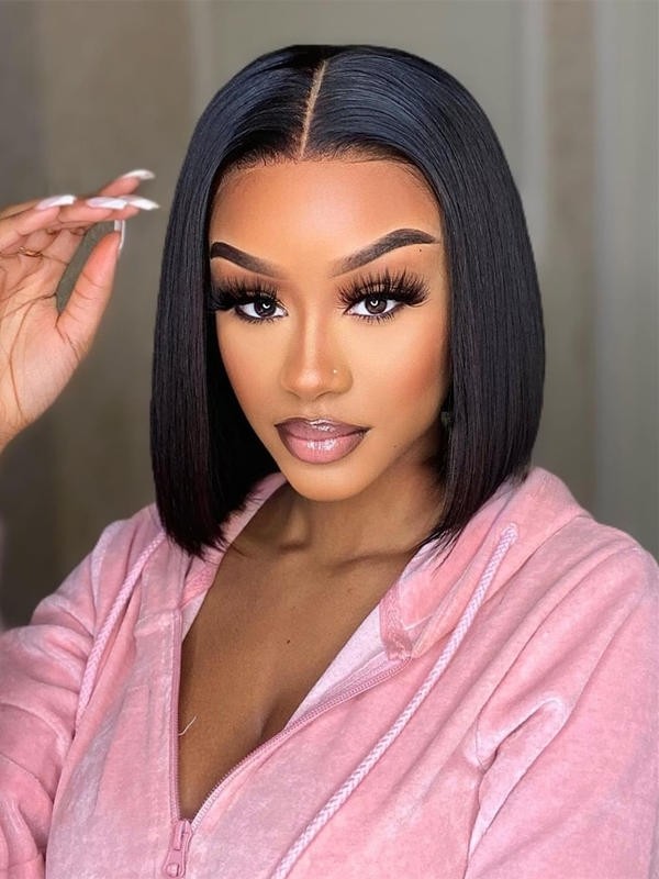 YSwigs Short Bob Wigs Straight Pre Pluck With Baby Hair 13x6 HD Lace Front Wig Glueless Lace Wig GX02083