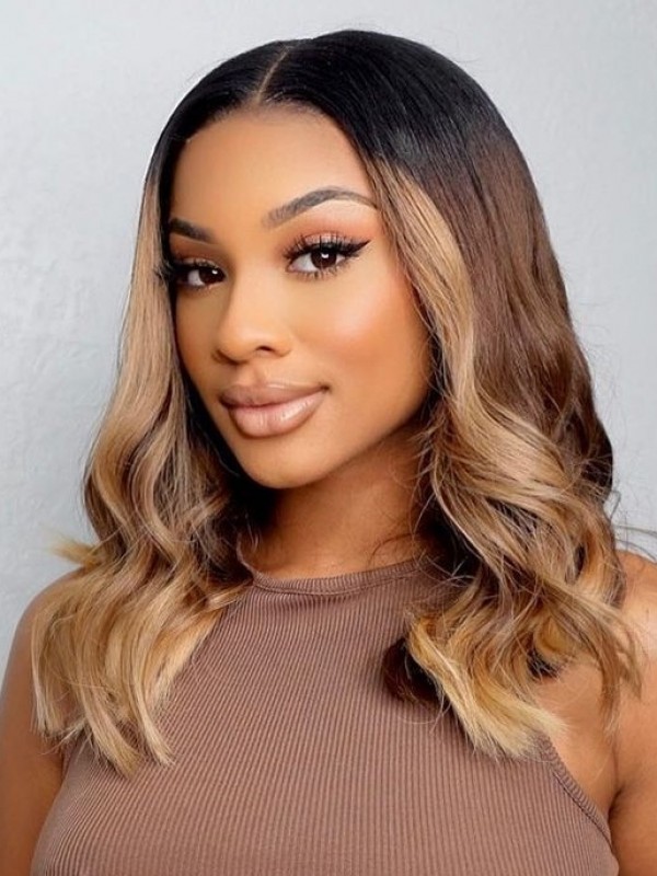 YSwigs HD Lace Wig Ombre Body Wave Pre Plucked Human Hair 360 Lace Wig