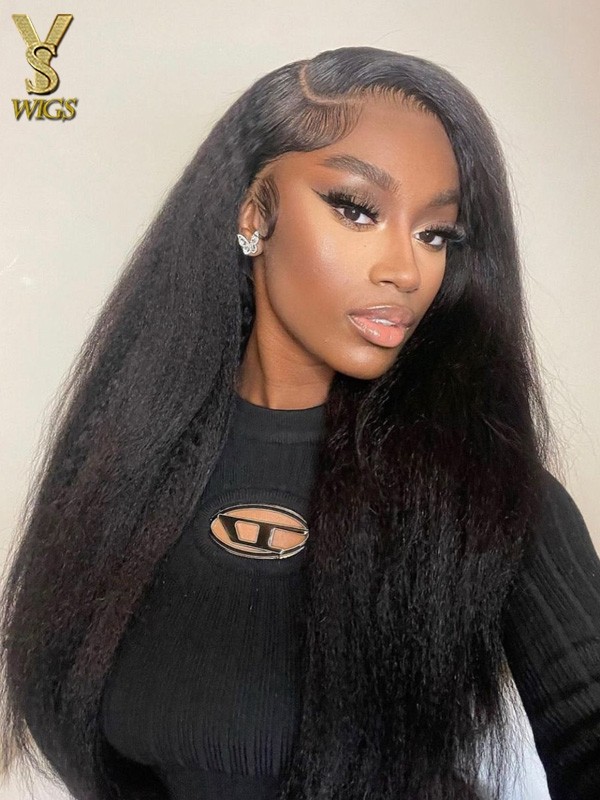 YSwigs Kinky straight Yaki Undetectable Dream 13*6 HD Lace Hairline Human Hair Wigs YS421