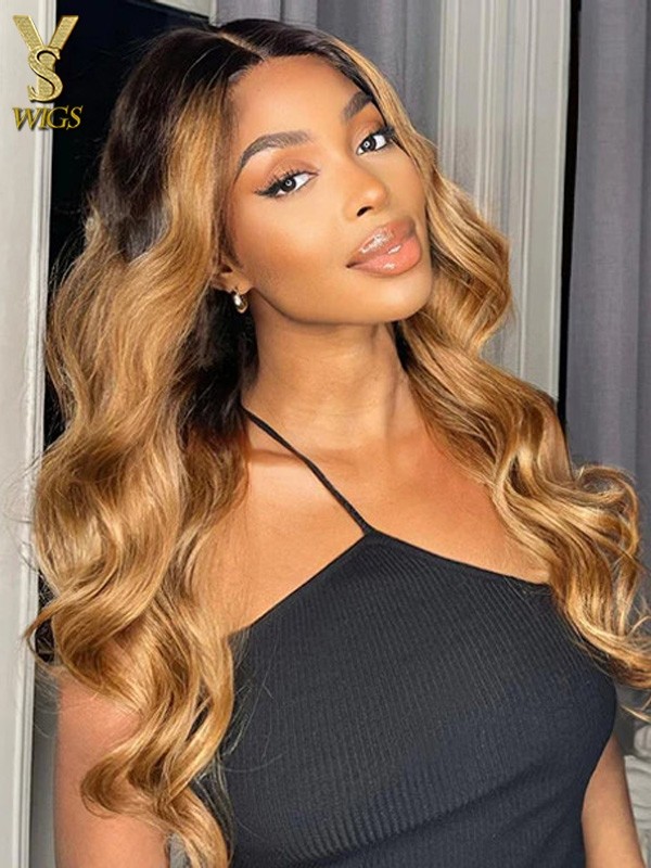 Ombre Lace Frontal Wig Virgin Brazilian Human Hair Bleached Knots Pre Plucked Hairline HD Lace,YS711
