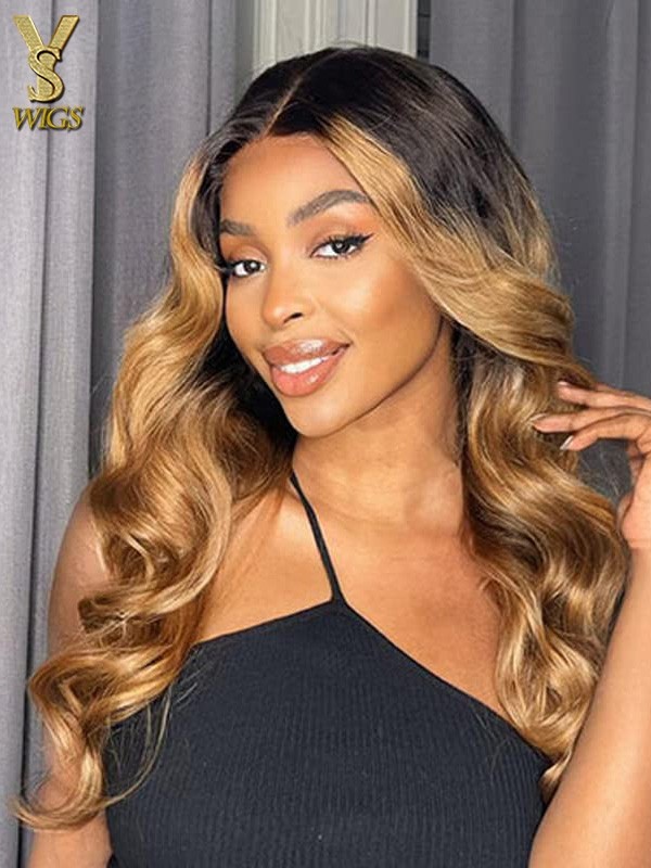 Ombre Lace Frontal Wig Virgin Brazilian Human Hair Bleached Knots Pre Plucked Hairline HD Lace,YS711