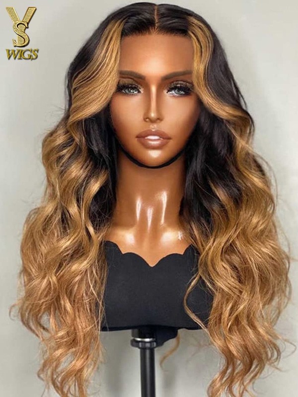 Ombre Lace Frontal Wig Virgin Brazilian Human Hair Bleached Knots Pre Plucked Hairline HD Lace,YS711