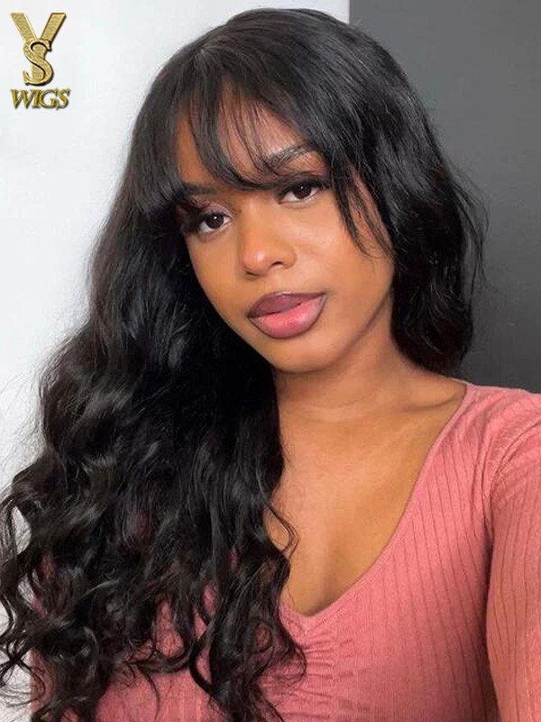 13x6 Glueless Body Wave Lace Front Wig Brazilian Human Hair With Bangs,YS906