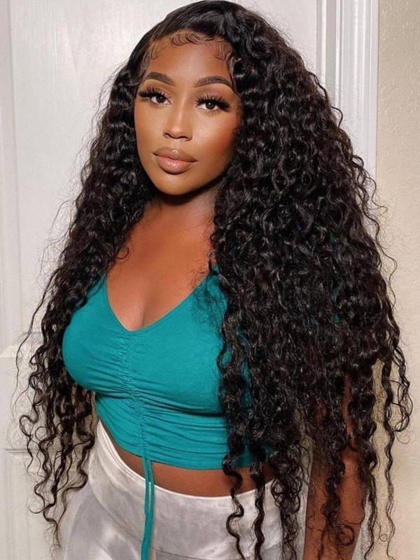 YSwigs 13x6 Undetectable HD Lace Deep Curly Virgin Brazilian Human Hair Wig CLS-9
