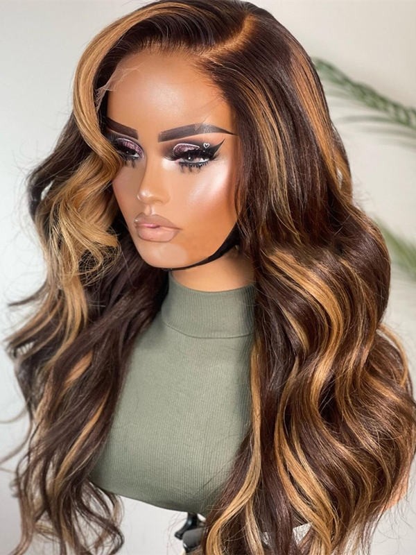 YSwigs 180% Density Highlight Body Wave Human Hair Wigs Undetectable Dream HD lace 360 Lace With Baby Hair  HXQ003