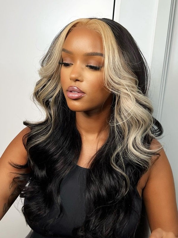 YSWIGS 2022 New Highlight Wave Undetectable HD Lace Human Hair Lace Front Wig BT-13
