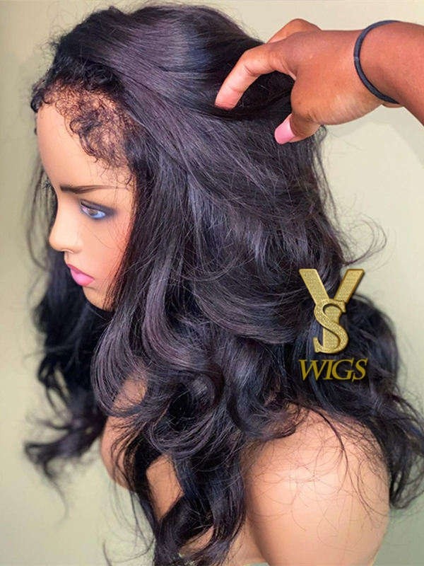 YSwigs 4C Curly Baby Hair Realistic Edges 13x4 Body Wave HD Lace Front Wig NEW04
