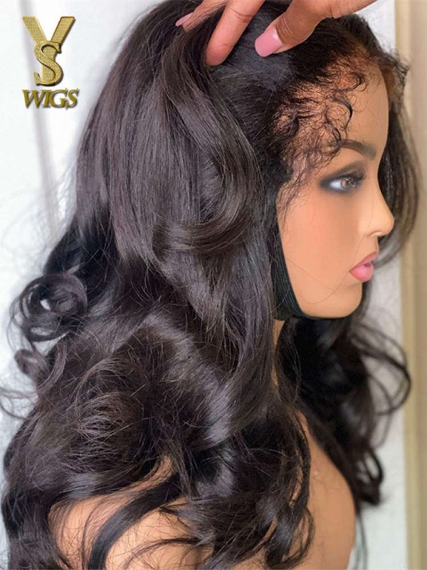 YSwigs 4C Curly Baby Hair Realistic Edges 13x4 Body Wave HD Lace Front Wig NEW04