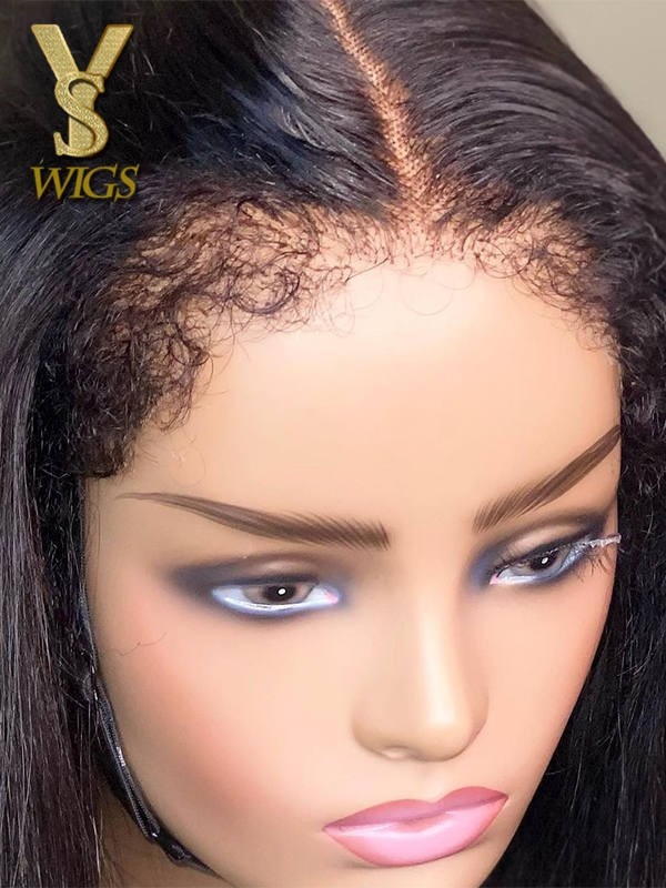 YSwigs 4C Curly Baby Hair Realistic Edges 13x4 Straight HD Lace Front Wig NEW03