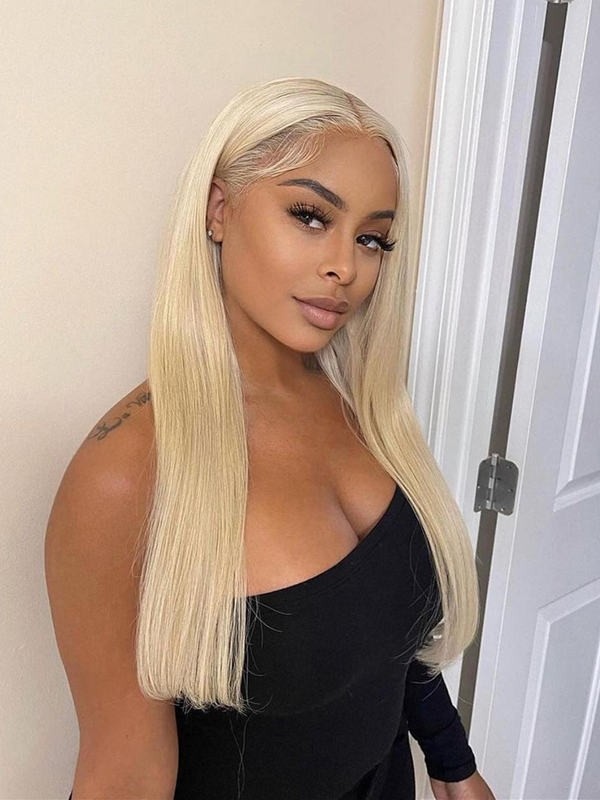 YSwigs #613 Blonde Lace Front Wig Silky Staight Bleached Blonde Human Hair Wigs YS0602