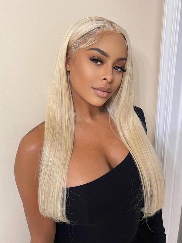 YSwigs #613 Blonde Lace Front Wig Silky Staight Bleached Blonde Human Hair Wigs YS0602