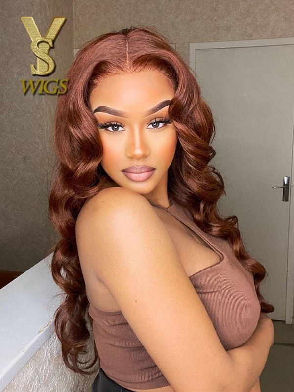 YSwigs Auburn Brown Color High Quality Lace Front Human Hair Charming Wig YS724