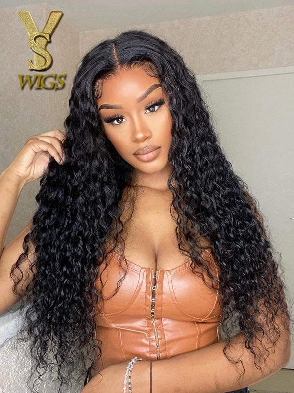 YSwigs Curly Virgin Brazilian Human Hair Undetectable Dream HD Lace 13x6  Lace Front Wigs WD004