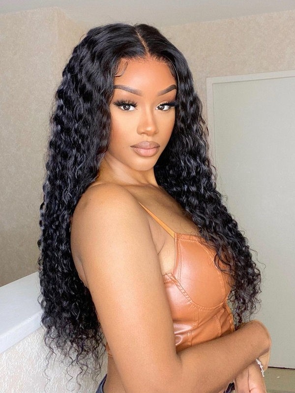 YSwigs Curly Virgin Brazilian Human Hair Undetectable Dream HD Lace 13x6  Lace Front Wigs WD004