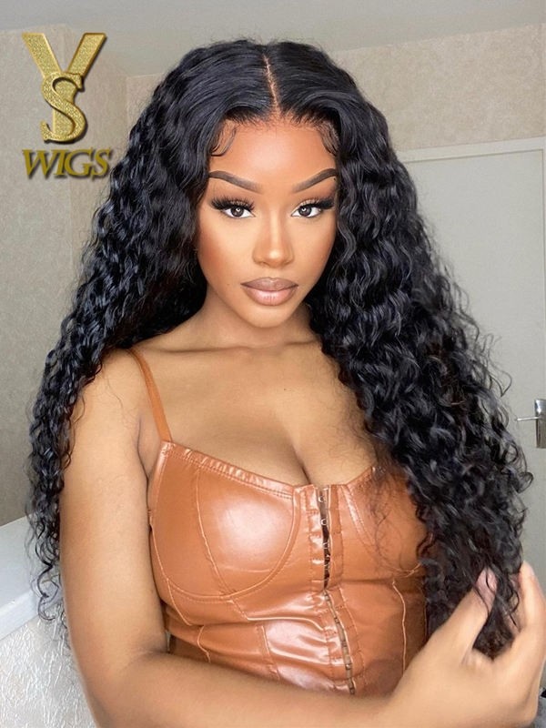 YSwigs Curly Virgin Brazilian Human Hair Undetectable Dream HD Lace 13x6  Lace Front Wigs WD004