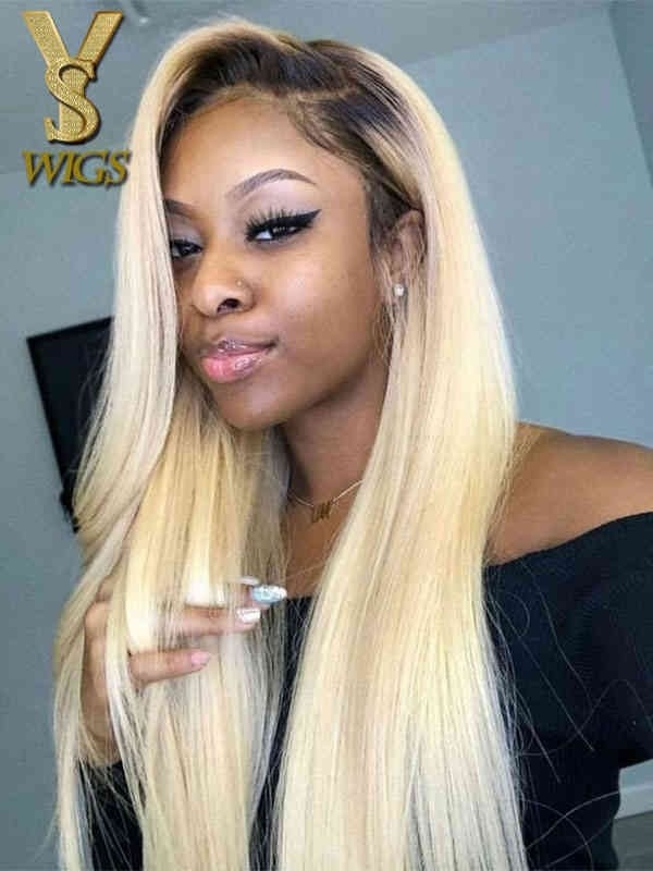 YSwigs Dark Root Ombre #613 Blonde Lace Front Virgin Human Hair Wigs in Stock