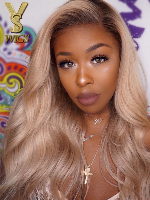 Yswigs Dark Root Ombre Blonde Lace Front Virgin Human Hair Wigs Dominique