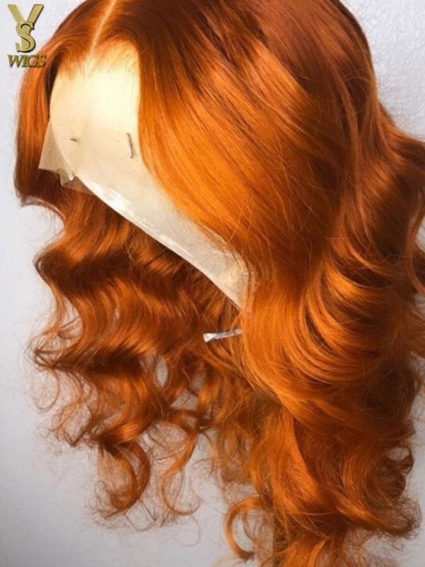 YSwigs Ginger Color Body Wave Human Hair HD Lace Front Wigs WD016