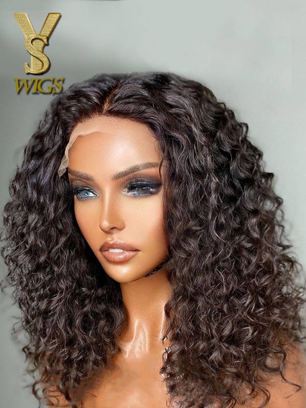 YSwigs Heavy Density Side Part 4x4 Transparent Deep Curly Lace Front Wig LS03