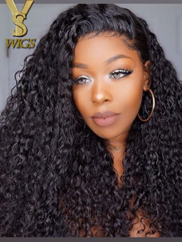 YSwigs High Ponytail Brazilian Human Hair Undetectable Dream HD lace 200% Density Curly 360 Lace Wigs Pre-Plucked For Black Women QJF001