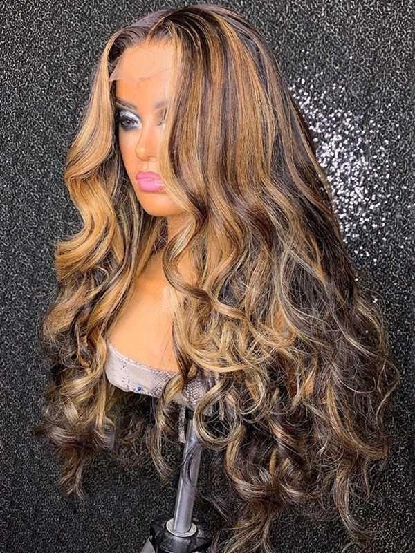 YSwigs Mixed Color Straight Undetectable Dream HD Lace Human Hair Full Lace Front Wigs WD013