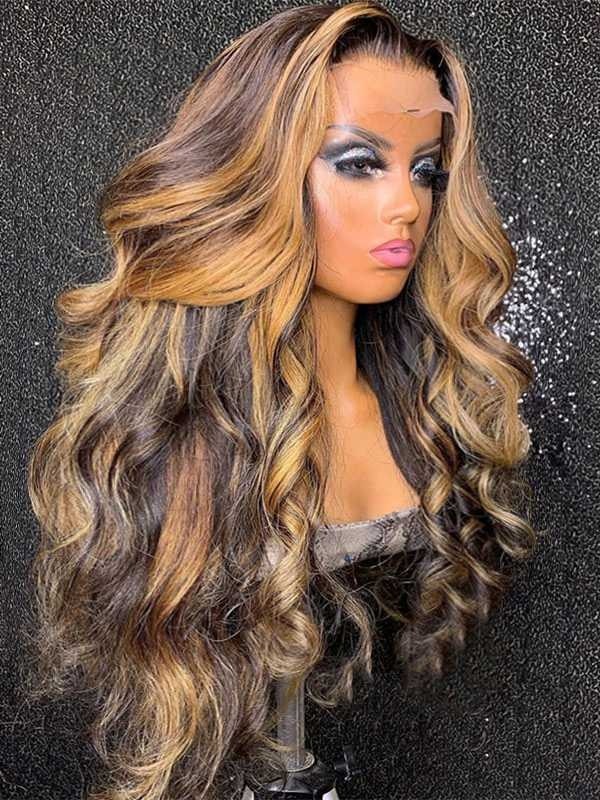 YSwigs Mixed Color Straight Undetectable Dream HD Lace Human Hair Full Lace Front Wigs WD013