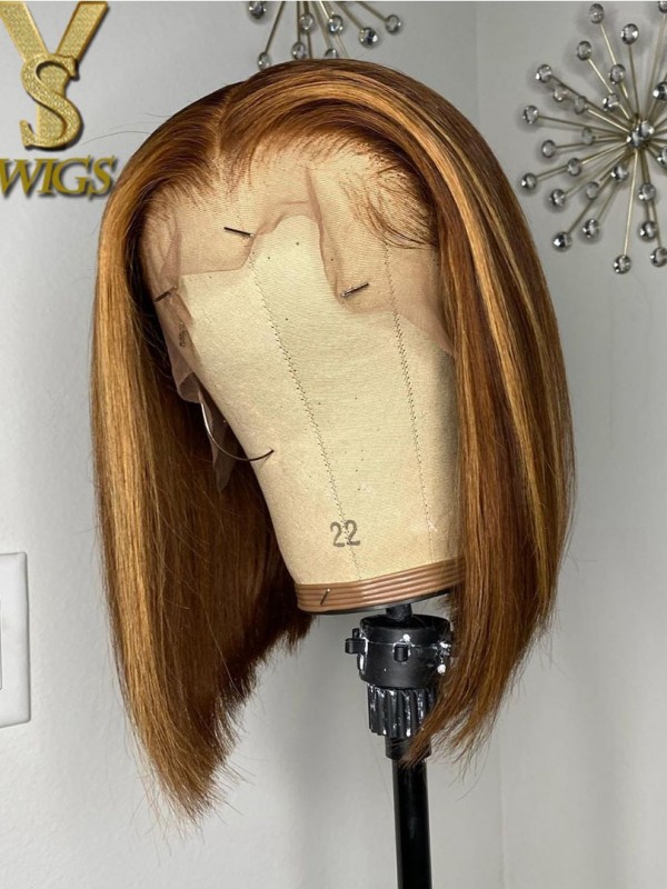 	 YSwigs Mixed Color Straight Undetectable Dream HD Lace Human Hair Lace Front Wigs B001