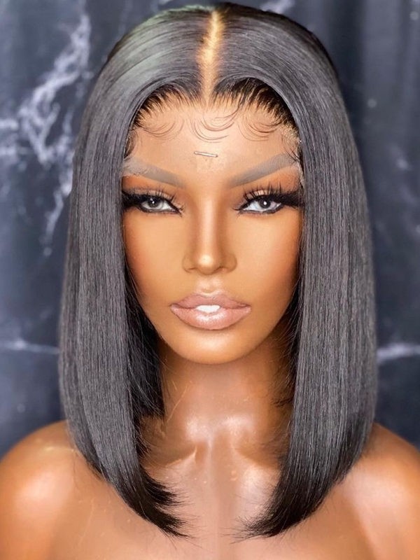 YSwigs Silky Straight Bob Undetectable Dream HD Lace Human Hair 136 Lace Front Wigs