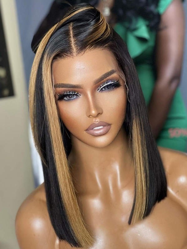 YSwigs Silky Straight Bob Undetectable Dream HD Lace Human Hair 13x6  Lace Front Wigs GX02082