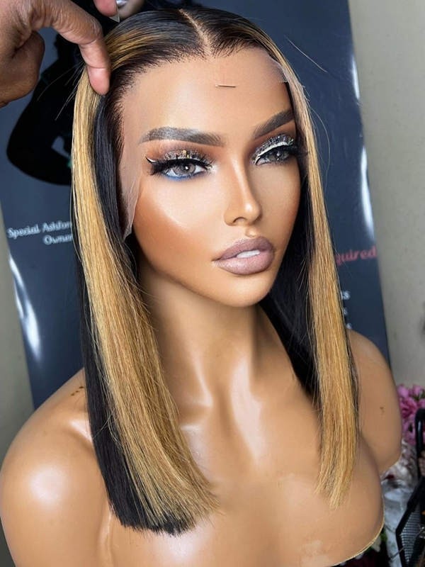 YSwigs Silky Straight Bob Undetectable Dream HD Lace Human Hair 13x6  Lace Front Wigs GX02082