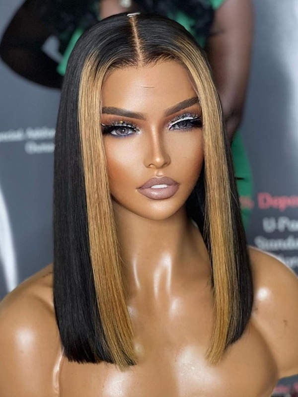YSwigs Silky Straight Bob Undetectable Dream HD Lace Human Hair 13x6  Lace Front Wigs GX02082
