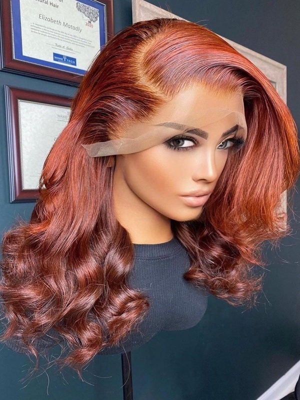 YSwigs Undetectable Dream HD Lace Silky Straight Ginger Bob Human Hair Lace Front Wigs