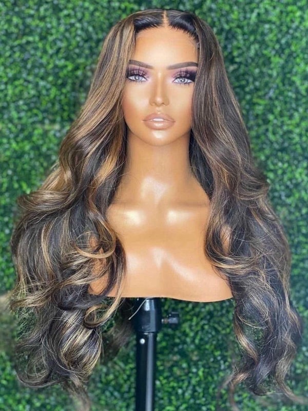 YSwigs Undetectable 13x6 HD Lace Highlight Color Body Wave Brazilian Human Hair Wig CLS-13